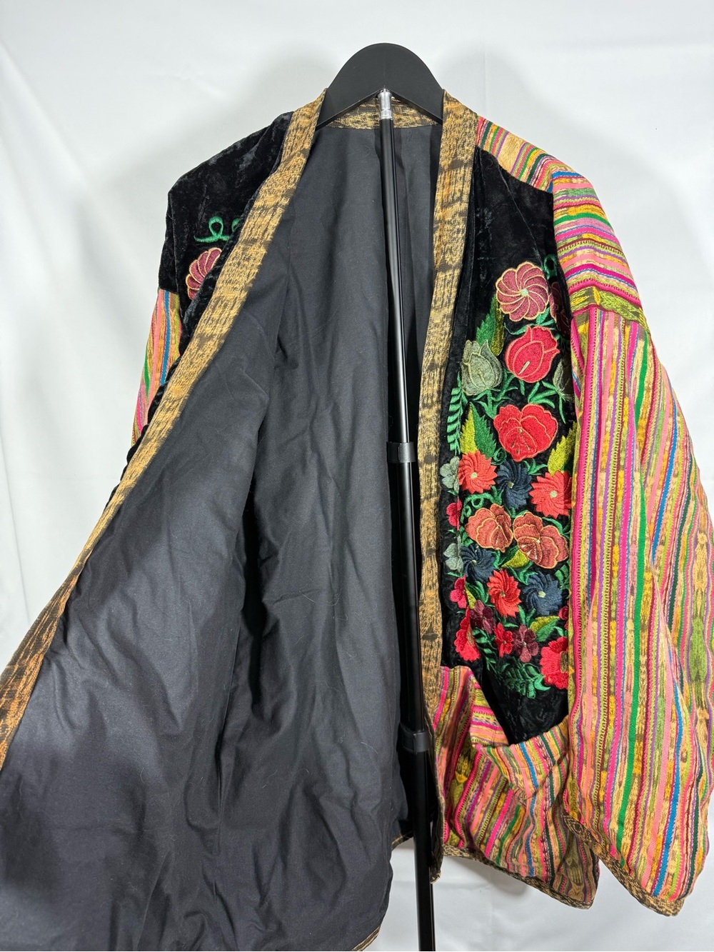 Vintage Embroidered Floral Boho Jacket Multicolor Folk Art XL 2X Statement - Picture 3 of 4